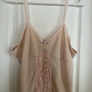 ROMWE Pink Lace Trim Chemise